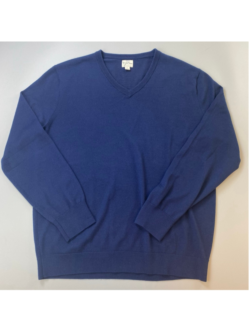 J.Crew Sweater Mens Large Blue Merino Wool V Neck Quiet Luxury Academic Heritage